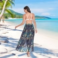 thumbnail image 7 of FORMRS Womens Long Sarong Beach Wrap Semi-Sheer Bikini Skirt Bathing Swimsuit Cover Up, Gold Peacock Pattern, 7 of 7