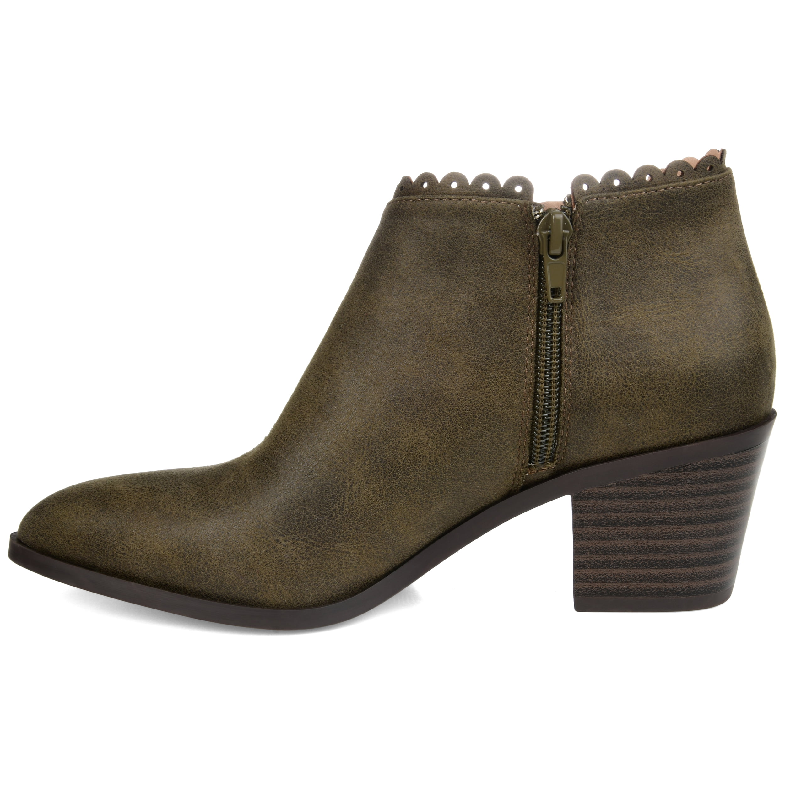 Journee Womens Tessa Inside Zip Stacked Heel Booties