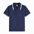 thumbnail image 4 of HCNTES Boys Classic Back to School Outfit Short Sleeve Collared Polo T-Shirt, Front Button Closure & Embroidered Logo(Dark Blue,3-4 Years), 4 of 4