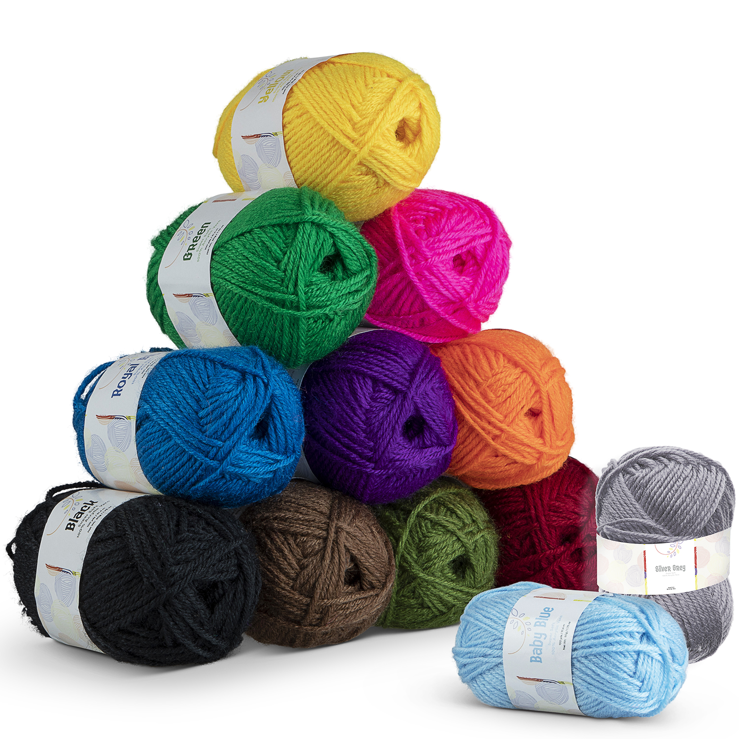 Craftbud (12pc) Crochet Yarn, Multi-Colored Acrylic Hand Knitting Yarn for Crochet, 1200 Yards, Size: 12 Pack Yarn