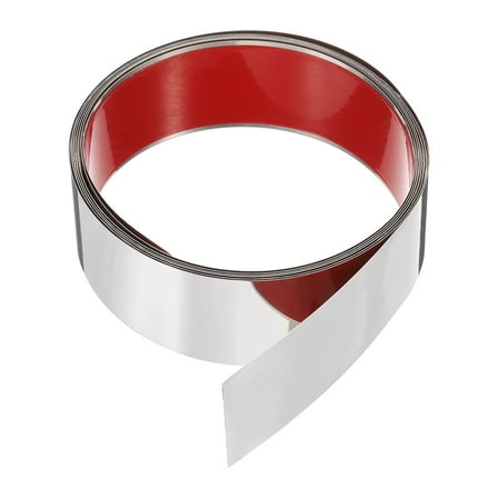 9.84ft x 1.97" Wall Trim Peel and Stick Molding Trim Frame, Self Adhesive Stainless Steel Mirror Finish Metal Strip Trim for Wall Ceiling Floor Cabinet Tile Edge, Silver Mirror