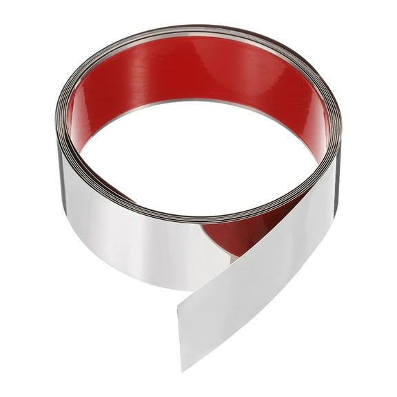 9.84ft x 1.97" Wall Trim Peel and Stick Molding Trim Frame, Self Adhesive Stainless Steel Mirror Finish Metal Strip Trim for Wall Ceiling Floor Cabinet Tile Edge, Silver Mirror