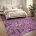 thumbnail image 3 of ODIKA 8'x10' Washable Area Rug Non-Shedding, Easy Care, Checkered Purple Inspired Boho Charm Bold Checkerboard Grid Pink Flowing Dynamic for King Size Bedroom Under Bed, Master Suite, 3 of 7