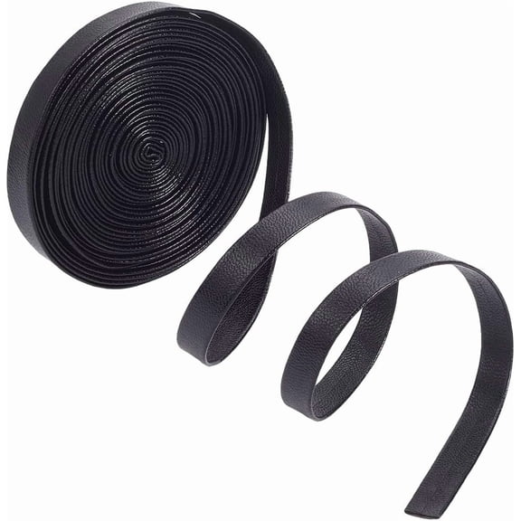 5m Foldover Leather Strips 10mm Wide Glossy Leather Lacing String Black Thin Leather Lace 1mm Thick Double Sided PU Leather Strap