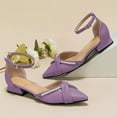 thumbnail image 4 of YDN Women Cute Pearl Chains D'orsay Pumps Ankle Strap Low Block Heels Pointy Toe Shoes Dress Party Wedding Size 10.5 Purple, 4 of 4