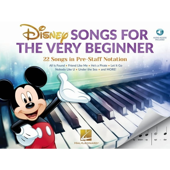 Disney Songs for the Very Beginner: 22 Songs in Pre-Staff Notation (Book/Online Audio), (Paperback)