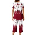 thumbnail image 4 of Puntoco Conjuntos de pijama cómodos para mujer, conjunto de pijama con top de manga corta con botones y cuello redondo con estampado navideño y pantalón con bolsillos y cintura elástica, 4 of 5