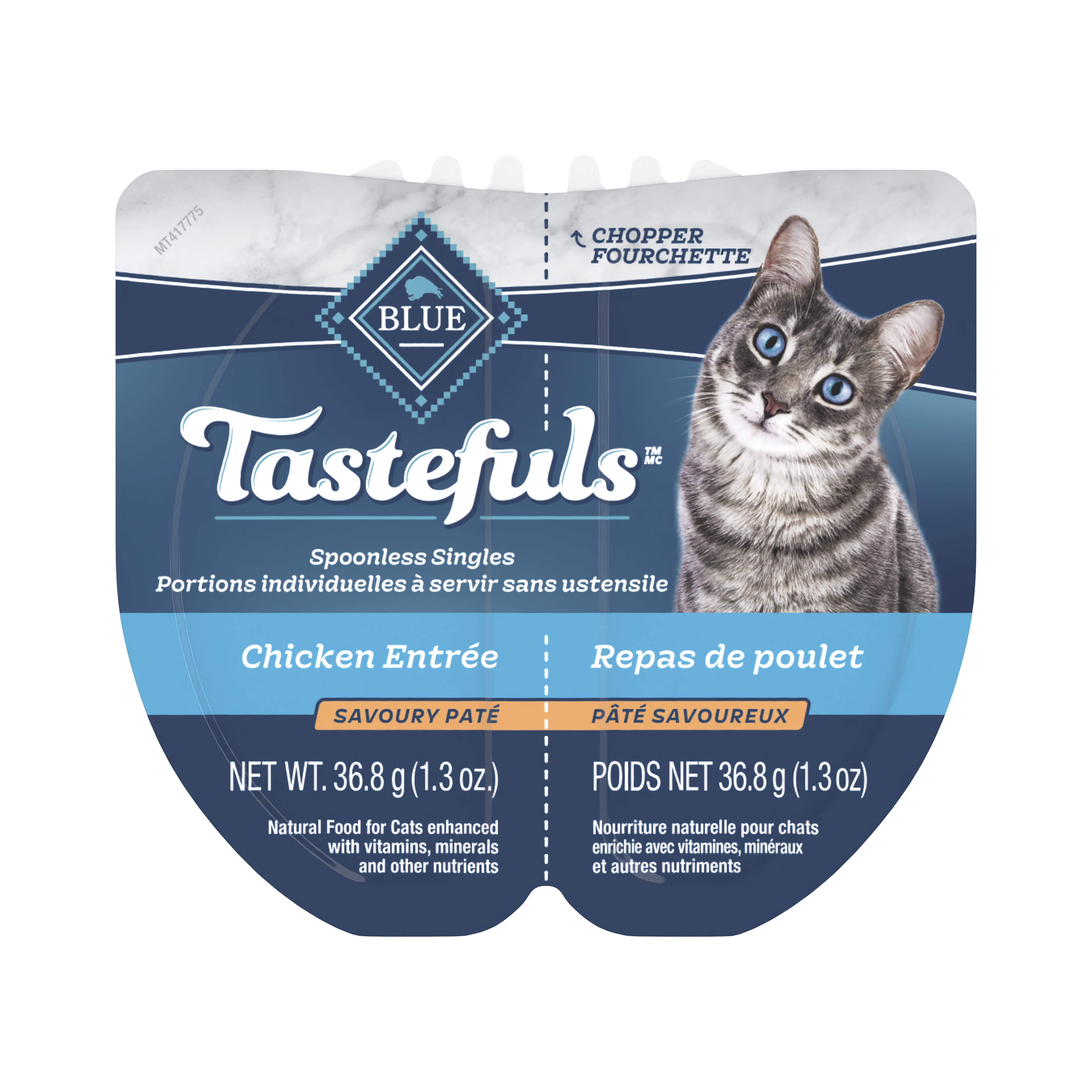 Blue Buffalo Tastefuls Spoonless Singles Wet Cat Food Paté, Chicken, 2x1.3oz