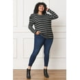 thumbnail image 5 of Double Stripe Long Puffed Shoulder Sleeve Top | S-3X, 5 of 15