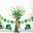 thumbnail image 3 of Trébol artificial para el Día de San Patricio, con purpurina, bayas y tallos de trébol de cuatro hojas para arreglos florales, jarrón irlandés, centro de mesa para el hogar., 3 of 8