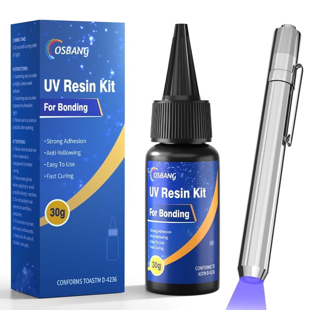 Kit de resina UV OSBANG para curar y pegar, 30 g, transparente con luz