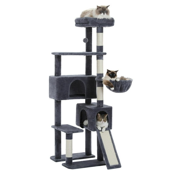 Pefilos 60" Cat Tree for Indoor Cats with Scratching Posts Cat Condo, Cat Tree Tower House, Gray