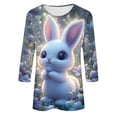 thumbnail image 4 of Easter Shirt for Women Cute Bunny In Flower Basket Graphic Tunic 3/4 Sleeve Crewneck Loose Fit Festival Apparel Holiday Gift For Her, 4 of 5