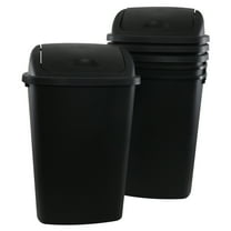 Uumitty 4 Packs 13 Gallon Plastic Tall Swing Top Garbage Can, Swing Lid Kitchen Trash Can, 25.6 Inch High, Black