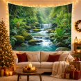 thumbnail image 2 of Tropical Rainforest Waterfall in a Lush Jungle Scene, Serene Illustration for Nature Enthusiasts, Botanical Wall Art, Housewarming Gift Tapestry Wall Hanging for Bedroom and Living Room, 2 of 6
