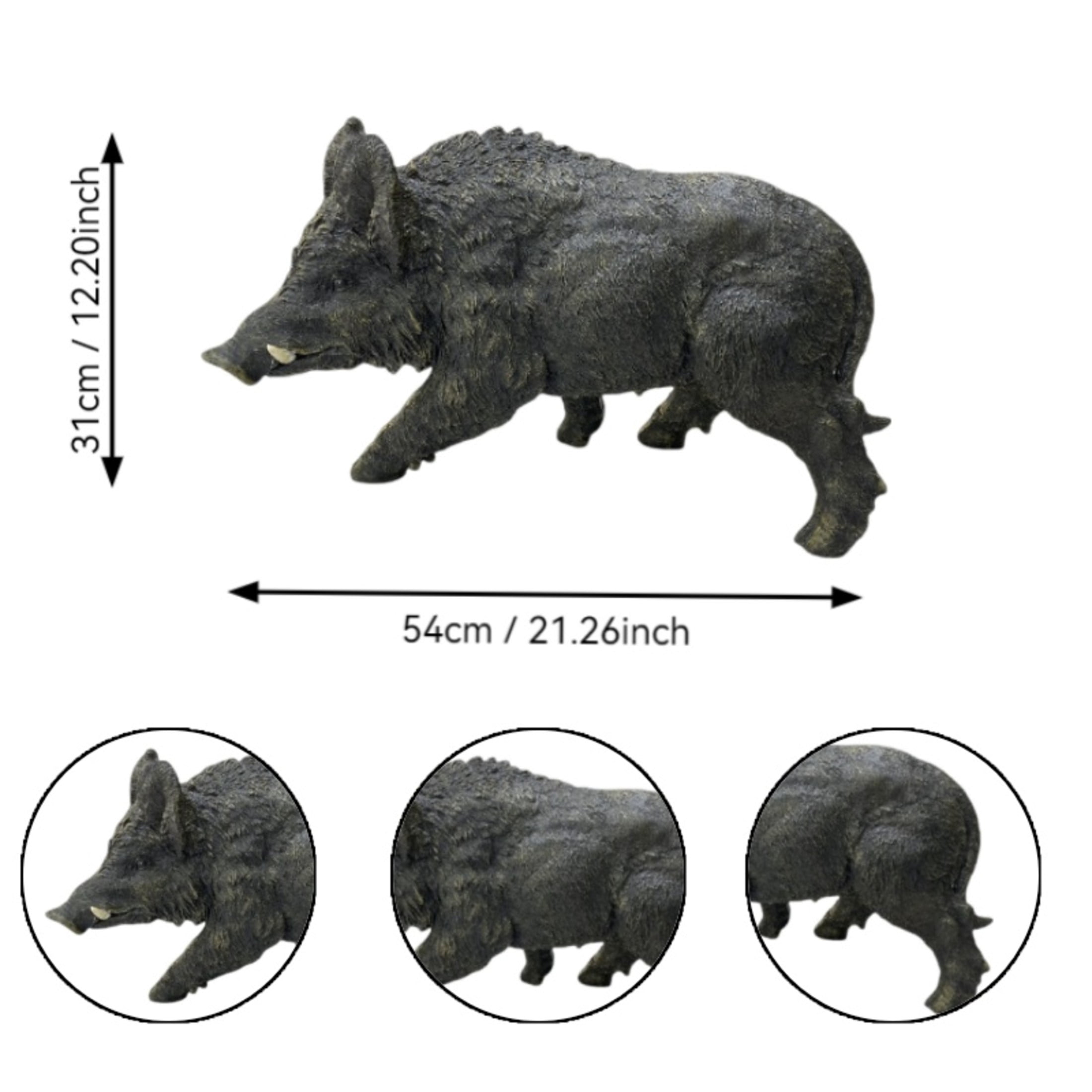 GDF Studio Wild Boar Resin Indoor/Outdoor Guardian Statue, Weather-Resistant Decor Figurine for Garden & Courtyard