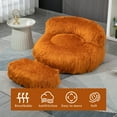 thumbnail image 4 of Plush Upholstered Round Comfort Lounger Bean Bag Chair with Ottoman Orange, 4 of 5