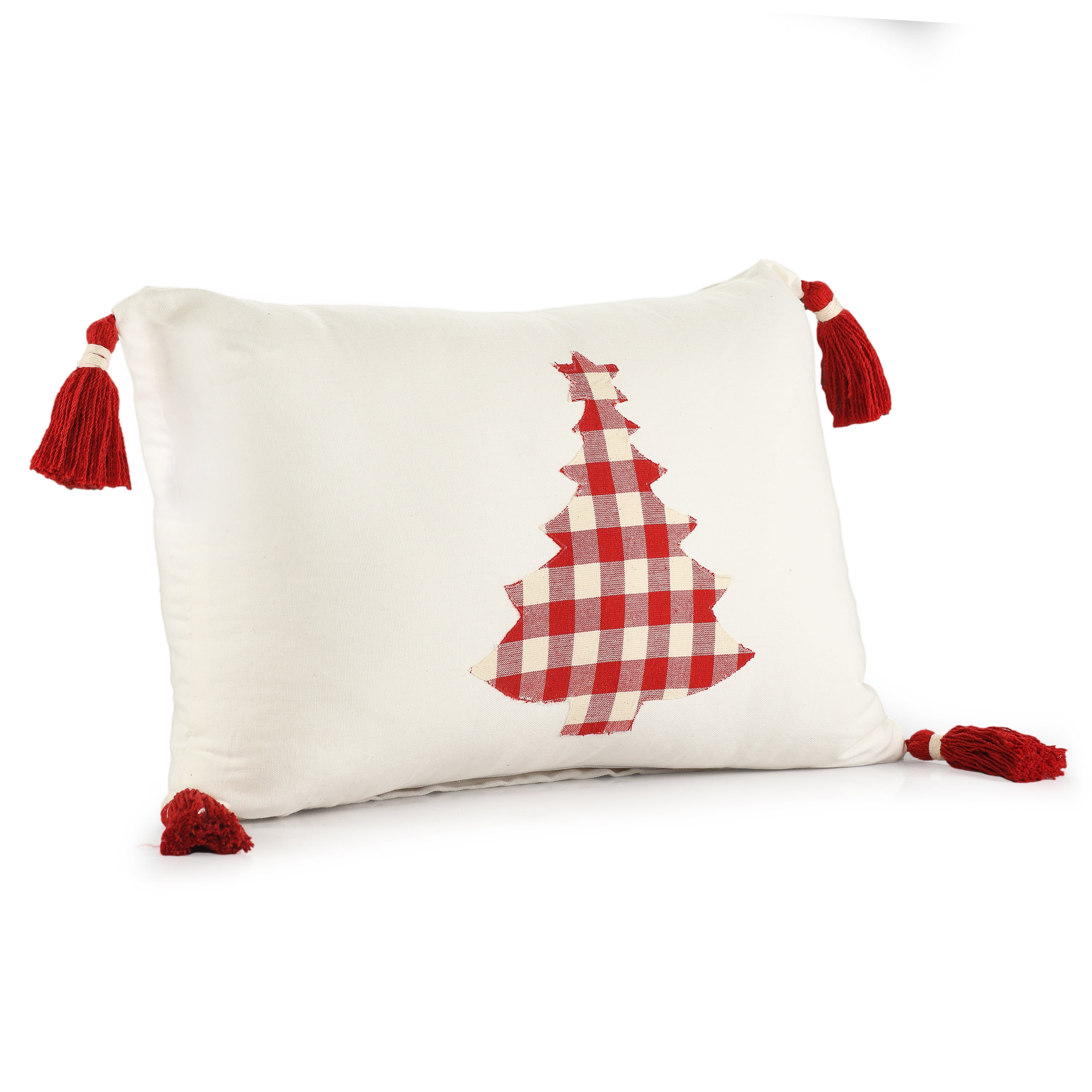 HomeRoots Charlie Set of 4 Christmas Snowflake Trio Plaid Lumbar