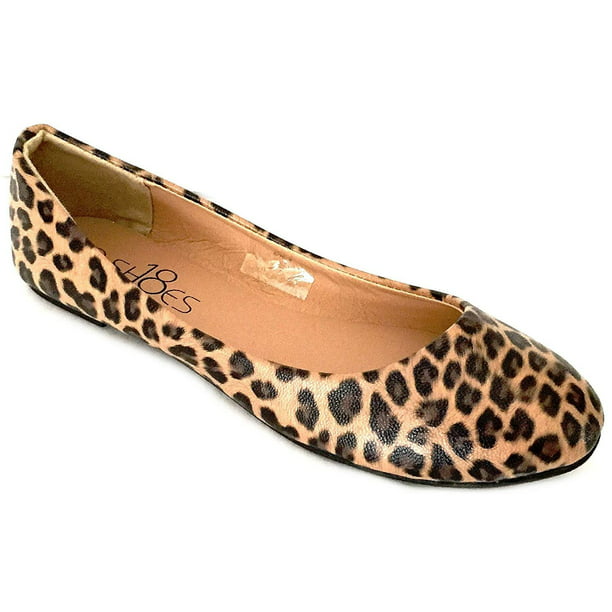 Shoes 18 Womens Ballerina Ballet Flat Shoes Solids And Leopards 8 Leopard Pu 8600