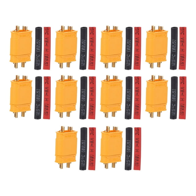 WRITWAA 10Pairs Power Plug Xt30u Connector for Battery Rc Plane with Grip Edges Assorted Color