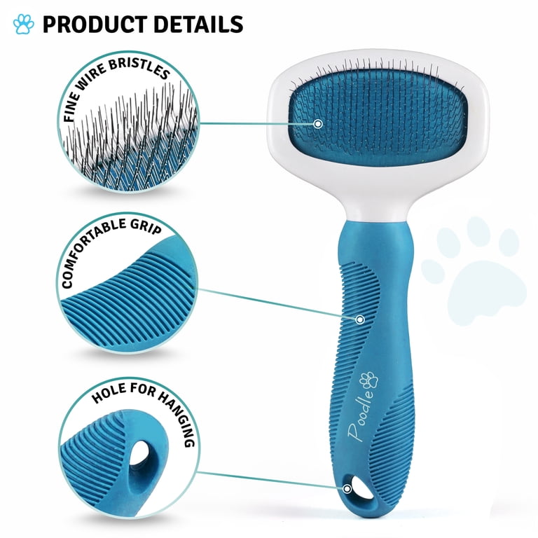 Poodle Pet Slicker Brush for Dogs & Cats, Blue photo 2