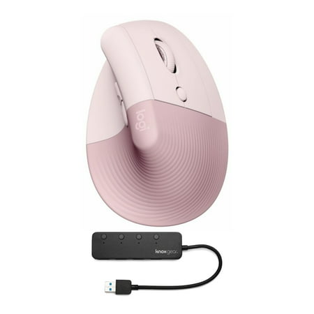 UPC: 0196271370932 | Logitech Lift Vertical Wireless Ergonomic Mouse (Rose) and USB 3.0 Hub