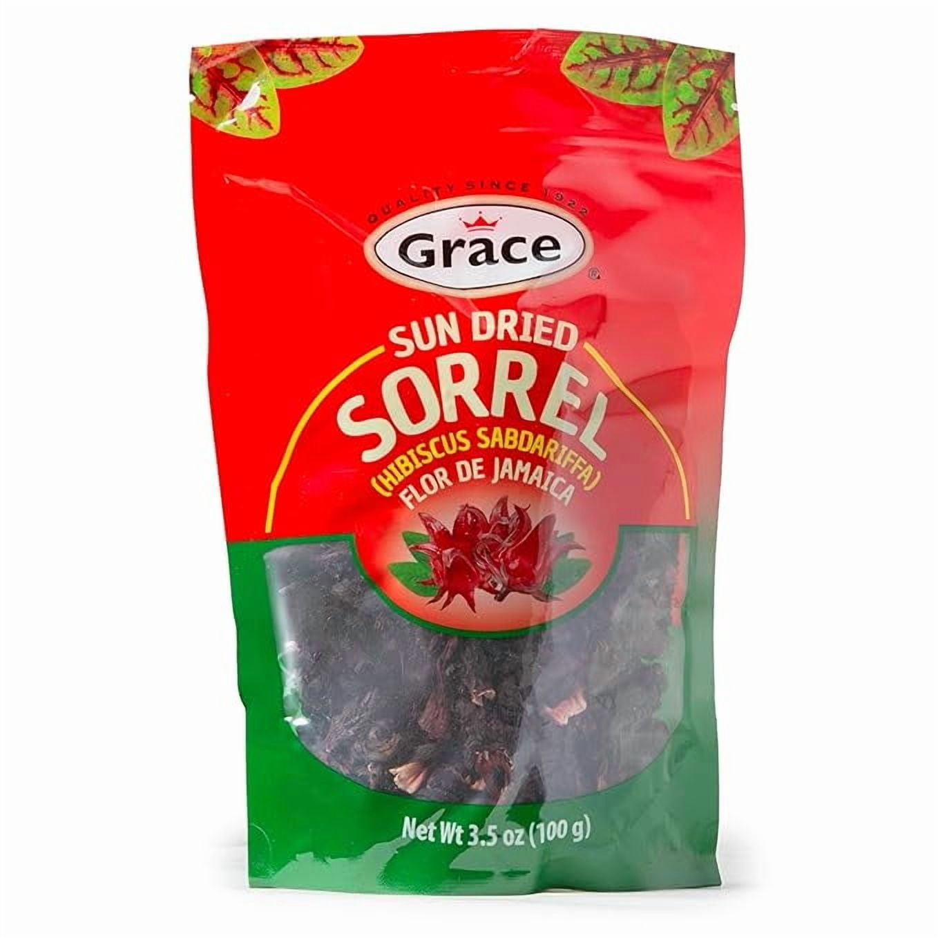 (3 pack) Grace Sun Dried Jamaica Sorrel Flower, 3.5 oz Bag, Shelf Stable