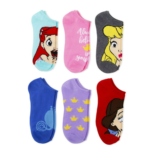 Disney Princess Women's No Show Socks, 6 Pack Walmart