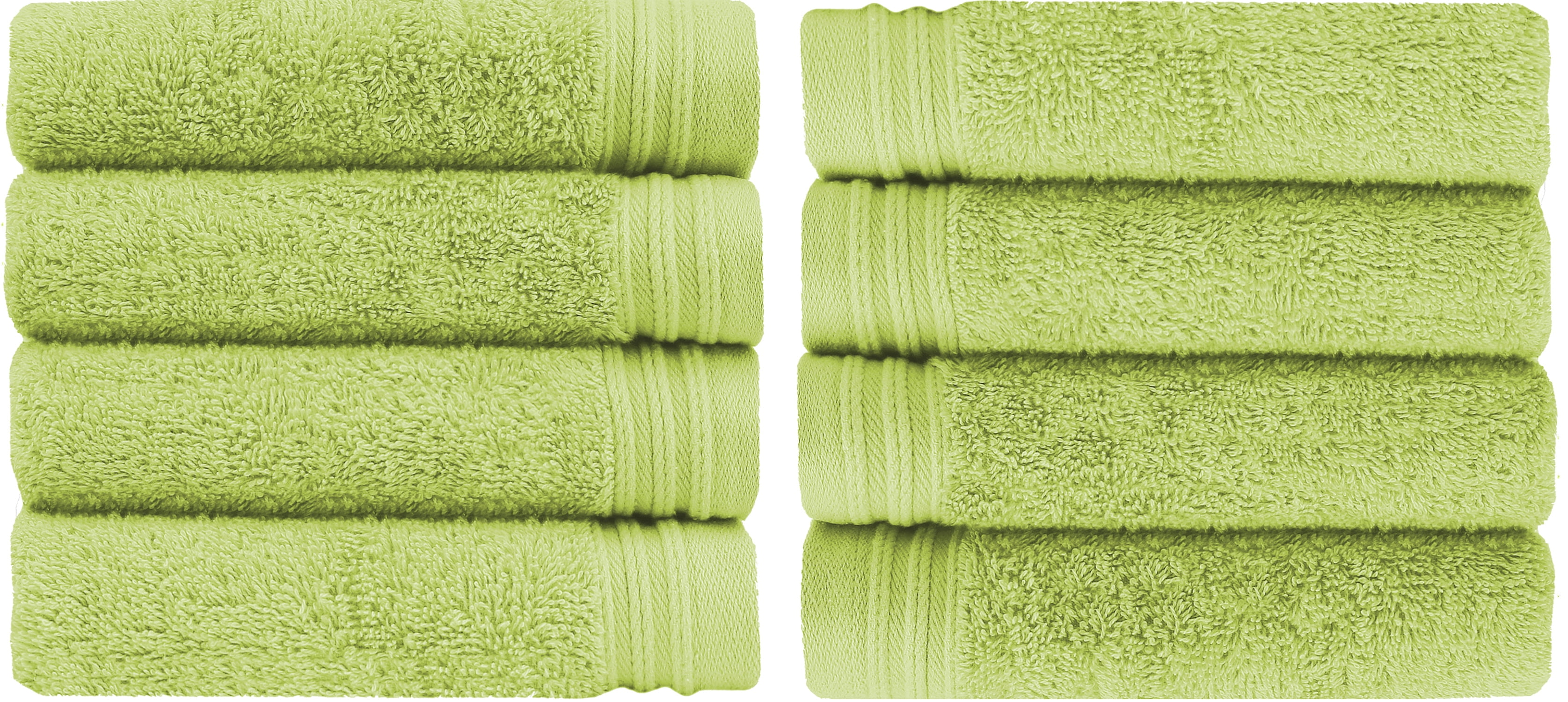 Premium 100% Cotton Towel Set of 8 Hand Towels 18" x 30" | 8 Ultra Soft and Highly Absorbent Hand Towels for Bath room, Gym, Hotel, Spa, Machine Washable | Color: Apple Green