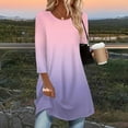 thumbnail image 2 of VEKDONE Tunic Tops for Women 3/4 Sleeve Crewneck Pullover Tops Fashion Gradient Color Print Long Blouse Casual Loose Fit Lightweight Curved Hem Shirts, 2 of 6