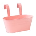 thumbnail image 2 of Yardvibe Metal Hanging Planters Boxes, 5.12"x11.02"x4.72" Oval Railing Flower Pots with Drainage Holes for Balcony, Deck, Porch & Fence, Heavy Duty Planters for Outdoor (Pink), 2 of 6