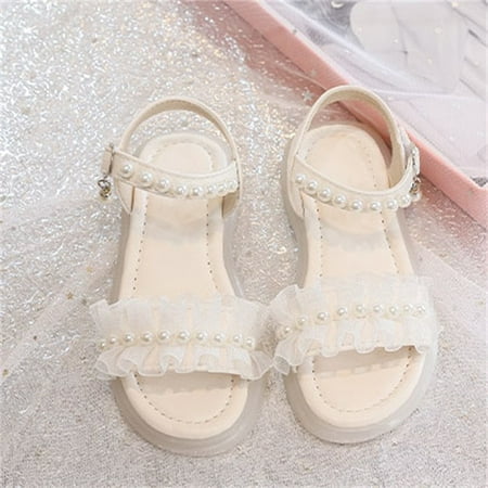 

Akiihool Sandals for Little Girl Girls Sandals Dress Pump Ankle Strap Open Toe Flower Girl Wedding Party for Toddler Little Big Kid (White 11 Years)