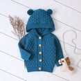 thumbnail image 2 of Godderr 3-12M Girls Boys Fall Spring Knit Sweater Outwears Jackets Knitted Hooded Coats with Bear Ears Solid Color Cardigan Sweater for Infant Newborn, 2 of 6