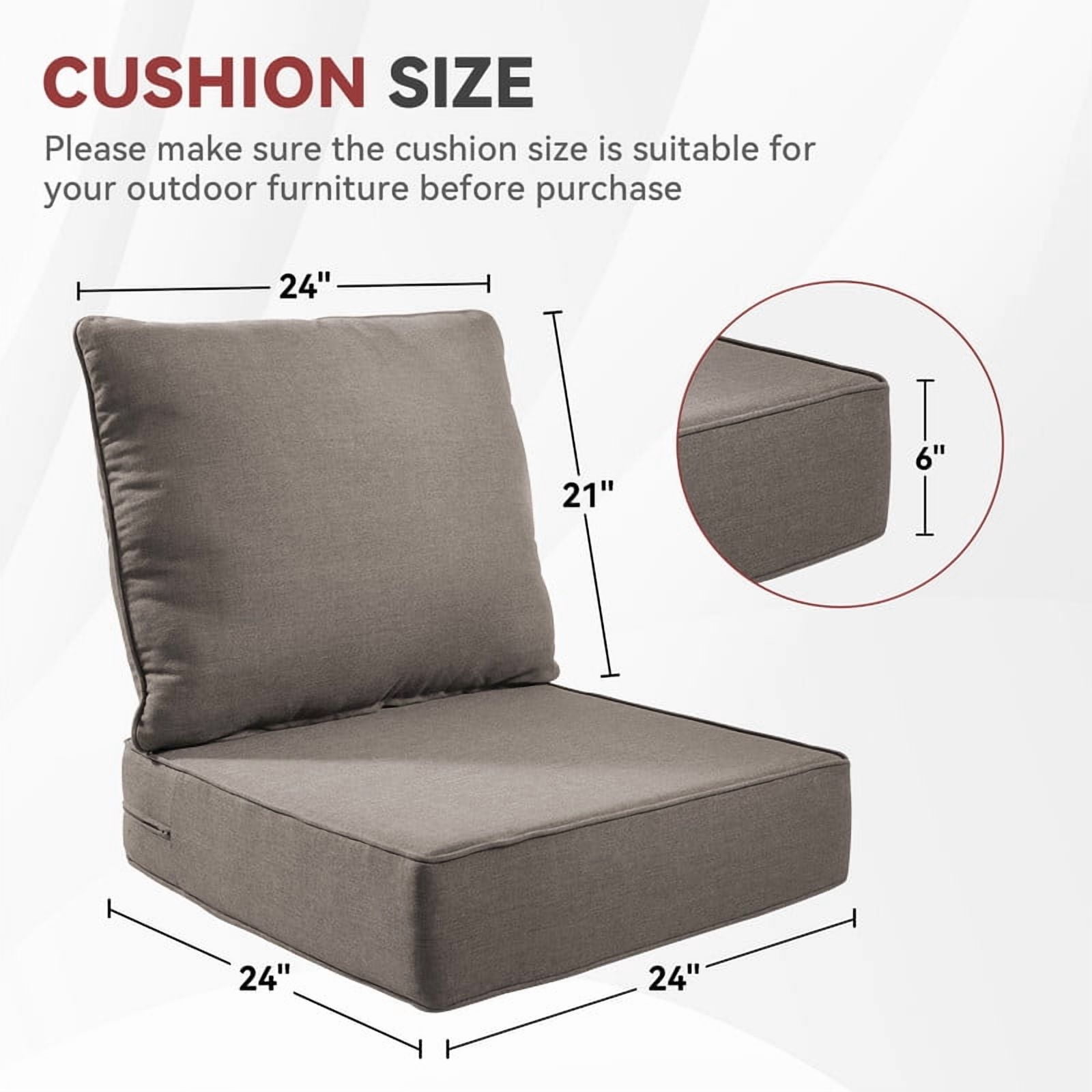 Gymojoy 24 in. x 24 in. x 6 in.Deep Seat Cushion Set, Olefin 4-Piece Deep Seating Outdoor Replacement Lounge Chair loveseat Sofa Cushion in Gray