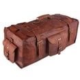 thumbnail image 3 of 28'' Genuine Leather Flap duffel Bag travel gym overnight weekend Leather bag, 3 of 5