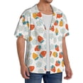 thumbnail image 2 of Uemuo Floral Strawberr Pattern Cotton Linen Short Sleeve Shirts,Casual Lightweight Button Down Shirts,Vacation Beach Summer Tops-, 2 of 7