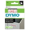 DYMO Standard D1 Labeling Tape for LabelManager Label Makers, Red print on White tape, 1/2'' W x 23' L, 1 cartridge