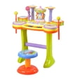 thumbnail image 2 of Kids Electronic Musical Instrument Piano Learning Toy Keyboard w/ Multiple Sounds  Lights  Microphone  Stool, 2 of 6