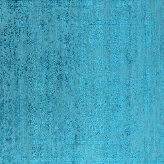 Ahgly Company Indoor Square Oriental Light Blue Industrial Area Rugs, 7' Square
