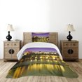 thumbnail image 4 of Ambesonne Travel Quilted Bedspread Set 2 Pcs, Charles Bridge Prague, Twin Size, Purple Yellow Brown, 4 of 5