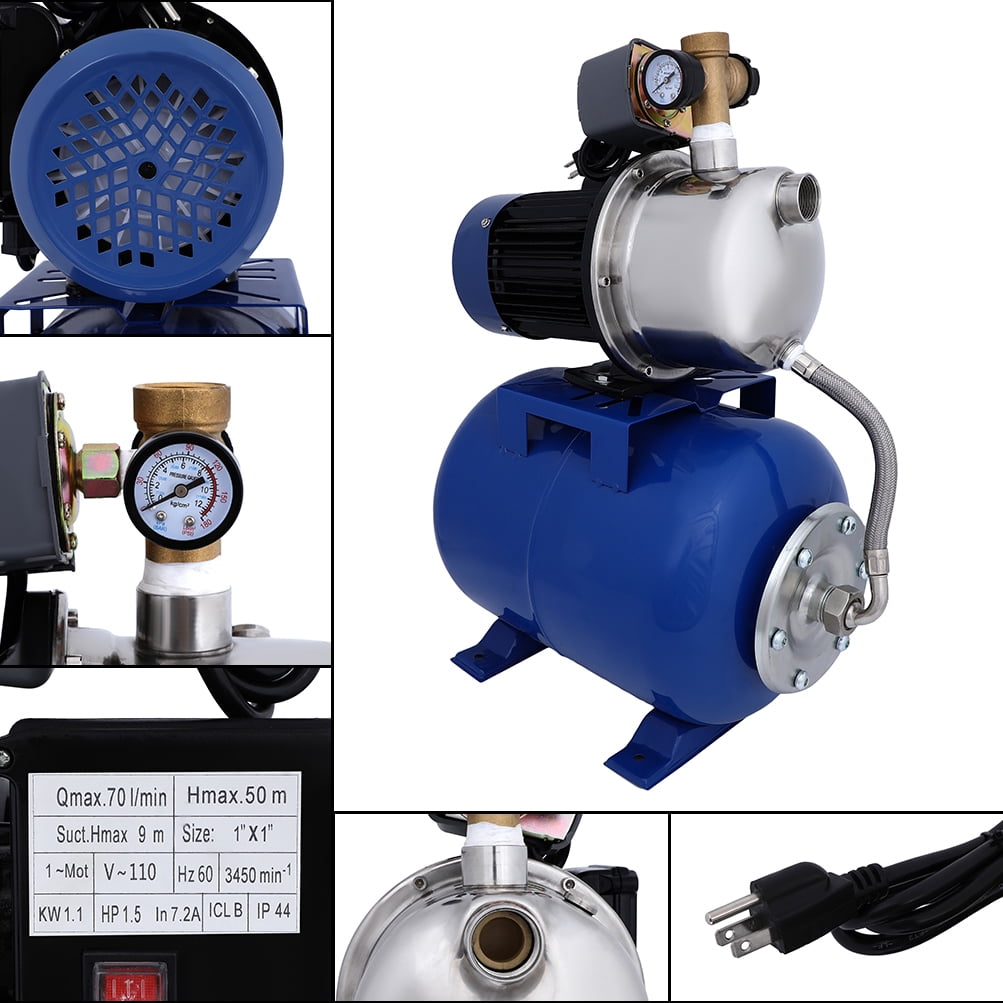 CCIYU Shallow Well Pump 1.5 HP 147 ft Booster Pump for Garden Home Water Transport Pump With Booster System and Pressure Tank