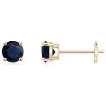 ANGARA Natural Round Blue Sapphire Stud Earrings in 14K Yellow Gold for Women (Size-4mm) | September Birthstone, Birthday, Anniversary, Jewelry Gift for Women | Natural Blue Sapphire Earrings