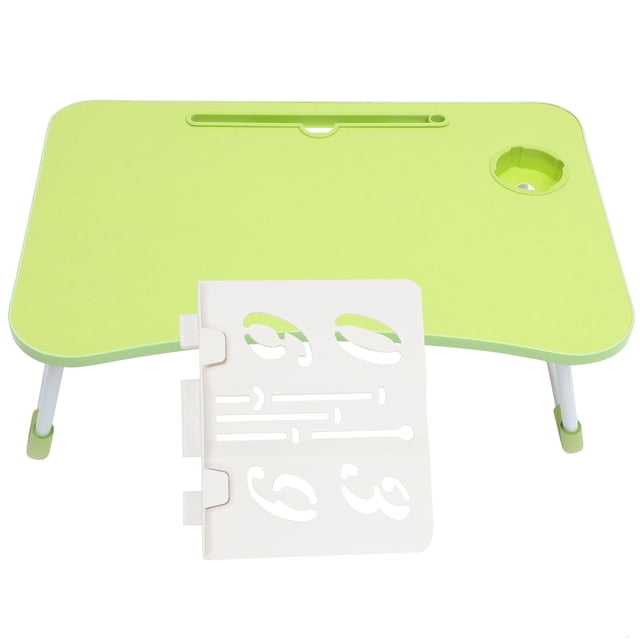 TEHAUX 1Pack Folding Study Table Plastic Bed Computer Desk for Picnic White