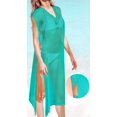 thumbnail image 4 of HAPPY BAY Women's Beachwear Summer Swim Beach Dress Cover ups for Swimwear Women Short Front Tie Swimsuit Coverups for Women S-M Teal_AC96, 4 of 4