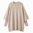 thumbnail image 6 of Fewfanhot Sweaters for Women Oversized Batwing Sweaters Long Sleeve Crew Neck Knit Asymmetrical Pullover Tops, 6 of 7