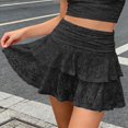 thumbnail image 2 of Wxolcjlv Womens Lace Ruffled Mini Skirt High Waist Tiered Layered Skirts, 2 of 6