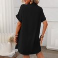 thumbnail image 4 of Vestido Casual Cuello en V para las Mujeres, Vestido de Manga Corta de Color Sólido de Moda para la Primavera, la Fecha Y el Uso Diario, 4 of 9