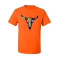 thumbnail image 2 of Wild Bobby, Colorful Rainbow Cow Bull Skull Animal Lover Men's Graphic T-Shirt, Orange, X-Large, 2 of 3