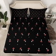 thumbnail image 2 of Cute Mushroom Bed Sheets Queen Size,Cartoon Kawaii Sheet Set,Types of Mushrooms Bedding Set,Farmhouse Botanical Fitted Sheet Cute Wild Species Natural Plants Flat Sheet For Room Decor, Black, 2 of 6