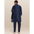 thumbnail image 2 of SKAVIJ Kurta Pajama Jacket Scarf 4-Piece Set Embroidered Wedding Party Dress Blue S, 2 of 5